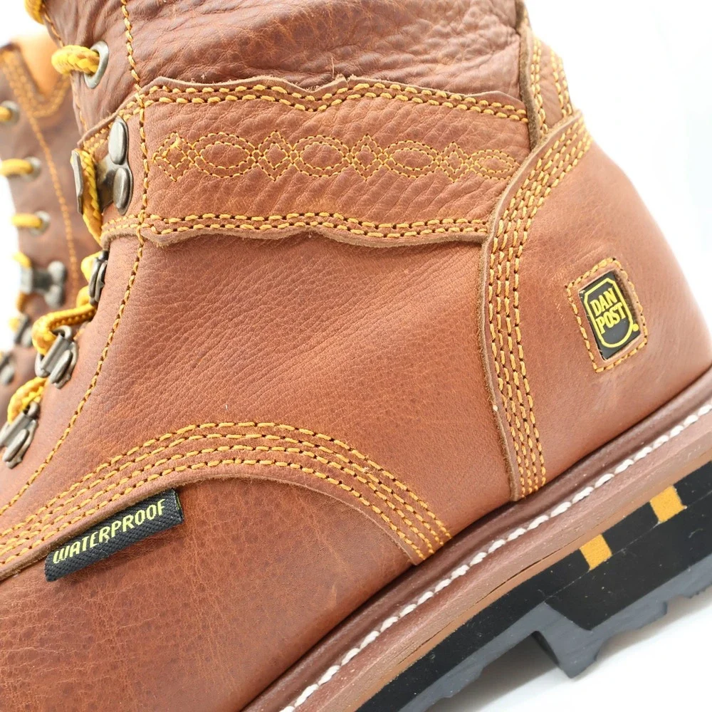 Dan Post DP68484 Work Boots Mens 10D Brown Leather Alloy Toe Waterproof NWT